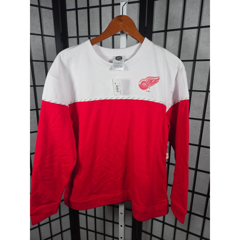 NHL Detroit Red Wings Womens Crewneck Sweatshirt Red White Colorblock Size M
